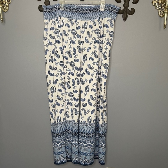 Cato est 1946 elastic waist blue/white paisley harem wide leg pant size 22/24W - Picture 1 of 4